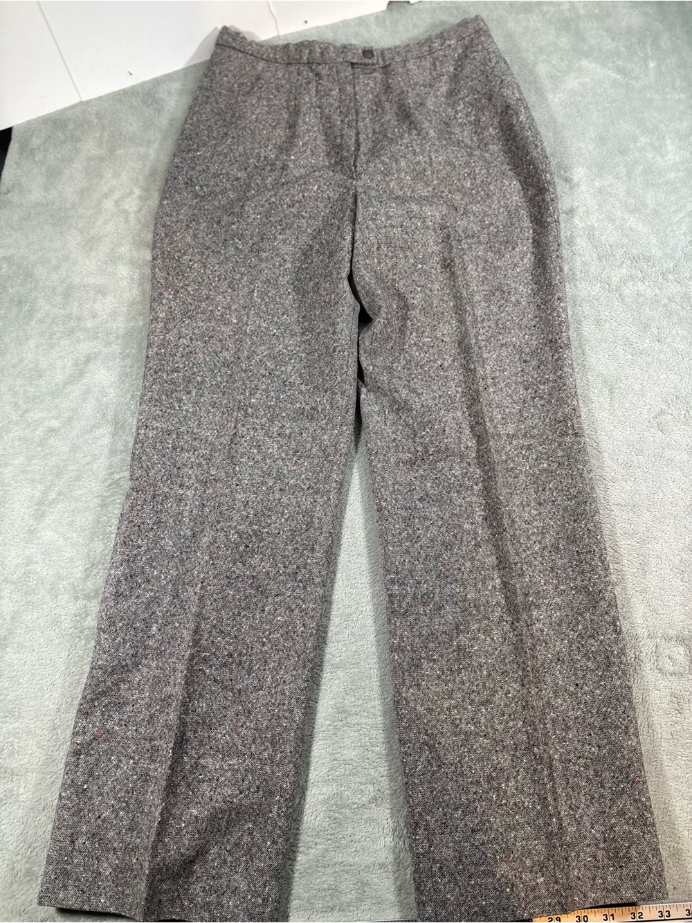 Vtg 70s Pendleton 100% Wool Pants Women's 12 High Waist Wide Leg Trousers Tweed